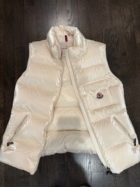 Moncler Pearl Ivory Quilted Down Vest